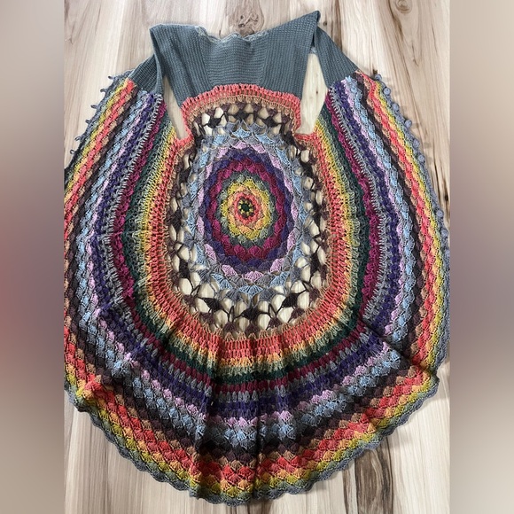 Forever 21 Y2K Womens Large L Colorful Crochet Boho Festival Vest Hippie 2000s - Picture 3 of 6